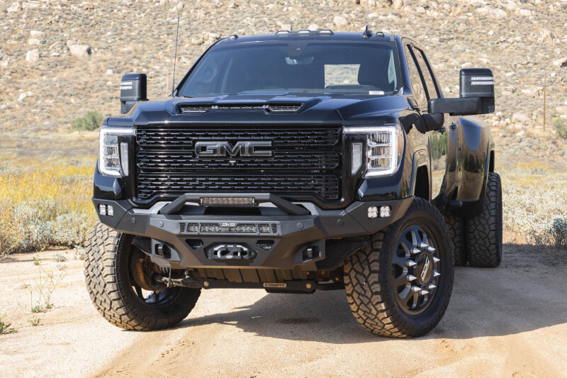 GMC Sierra 3500 Front Bumper - DV8 Offroad - Spec Series - Micro-texture black powder coat with satin black accents - `20-`23